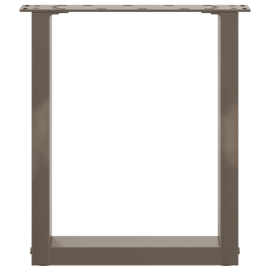 Pieds de table basse en U, 2 pièces, acier naturel, 38 x (42-43) cm