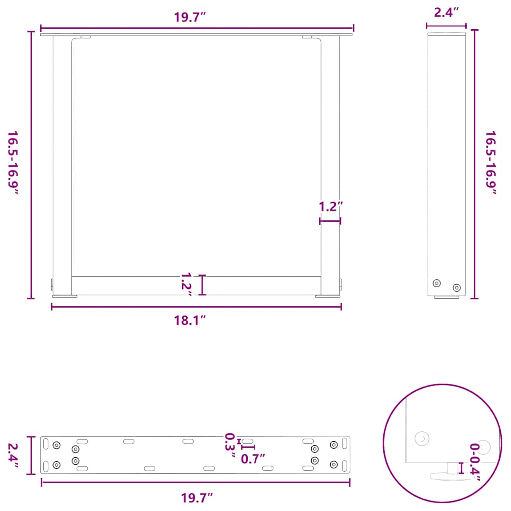 Couchtischbeine U-Form 2 Stk. Weiß 50x(42-43) cm Stahl