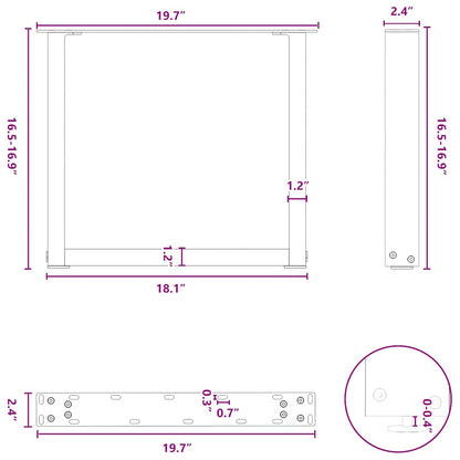 Couchtischbeine U-Form 2 Stk. Weiß 50x(42-43) cm Stahl