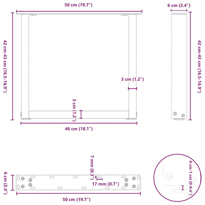 Couchtischbeine U-Form 2 Stk. Weiß 50x(42-43) cm Stahl