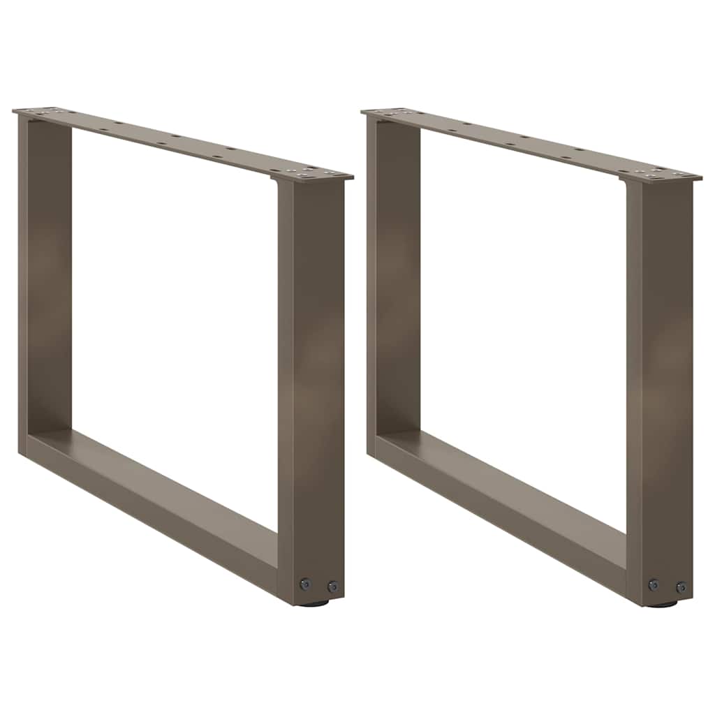 Pieds de table basse en U, 2 pièces, acier naturel, 60 x (42-43) cm