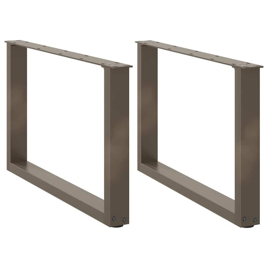 Pieds de table basse en U, 2 pièces, acier naturel, 60 x (42-43) cm