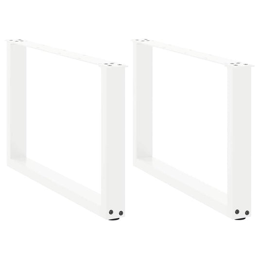 Pieds de table basse en U, 2 pièces, blanc, 70 x 42-43 cm, acier