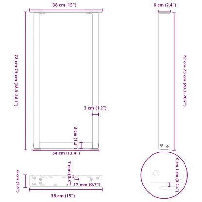 Konsolentischbeine U-Form 2 Stk. Schwarz 38x(72-73) cm Stahl