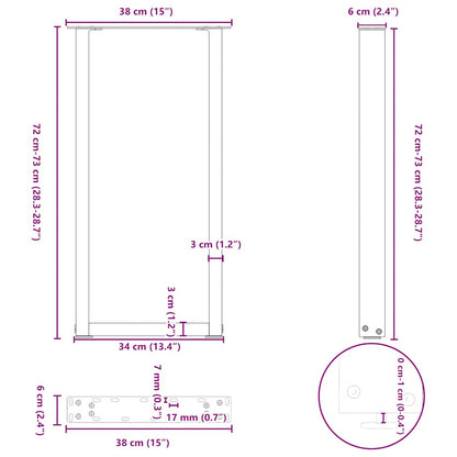 Konsolentischbeine U-Form 2 Stk. Weiß 38x(72-73) cm Stahl