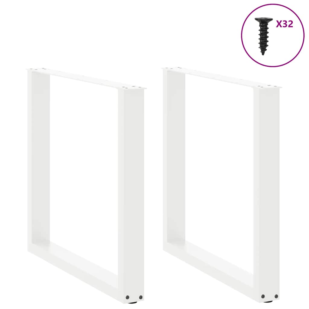 Esstischbeine U-Form 2 Stk. Weiß 90x(72-73) cm Stahl