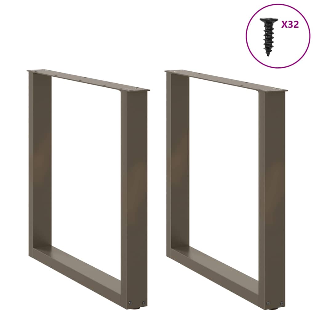Esstischbeine U-Form 2 Stk. Naturstahl 90x(72-73) cm Stahl