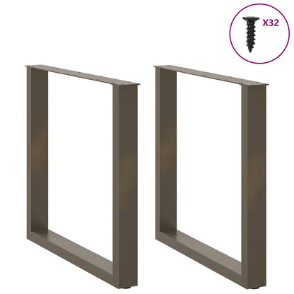 Esstischbeine U-Form 2 Stk. Naturstahl 90x(72-73) cm Stahl