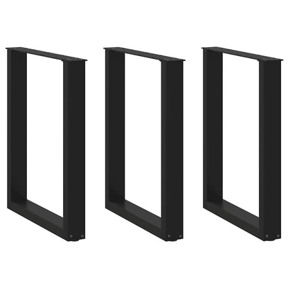 Esstischbeine U-Form 3 Stk. Schwarz 70x(72-73) cm Stahl
