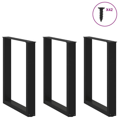 Esstischbeine U-Form 3 Stk. Schwarz 70x(72-73) cm Stahl