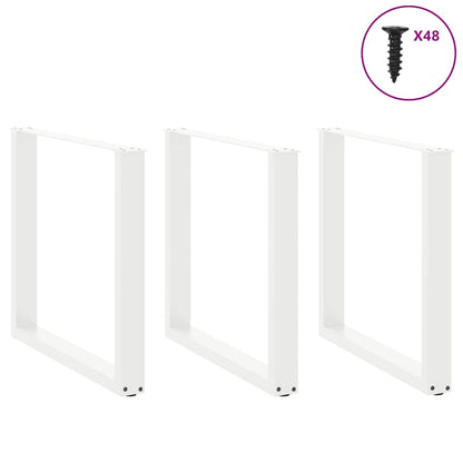 Esstischbeine U-Form 3 Stk. Weiß 90x(72-73) cm Stahl