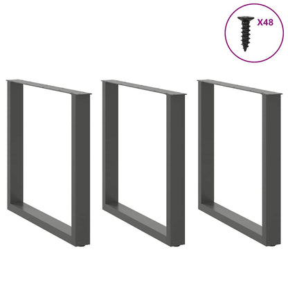 Esstischbeine U-Form 3 Stk. Anthrazit 90x(72-73) cm Stahl