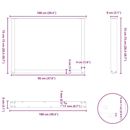 Esstischbeine U-Form 3 Stk. Schwarz 100x(72-73) cm Stahl