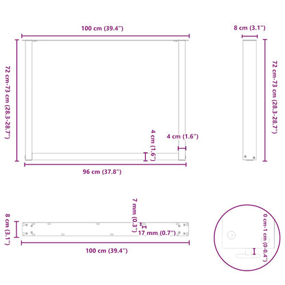 Esstischbeine U-Form 3 Stk. Anthrazit 100x(72-73) cm Stahl
