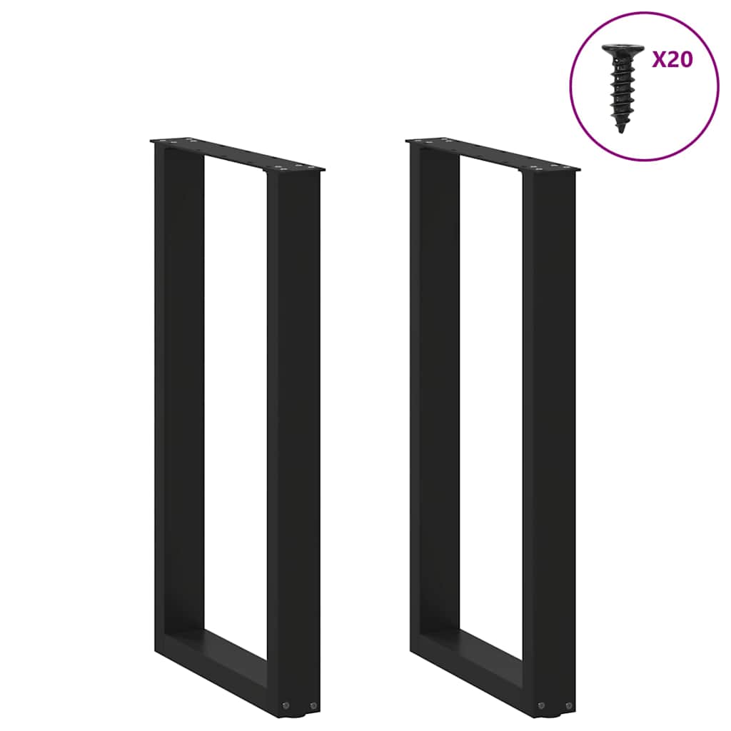 Bartischbeine U-Form 2 Stk. Schwarz 40x(90-91) cm Stahl