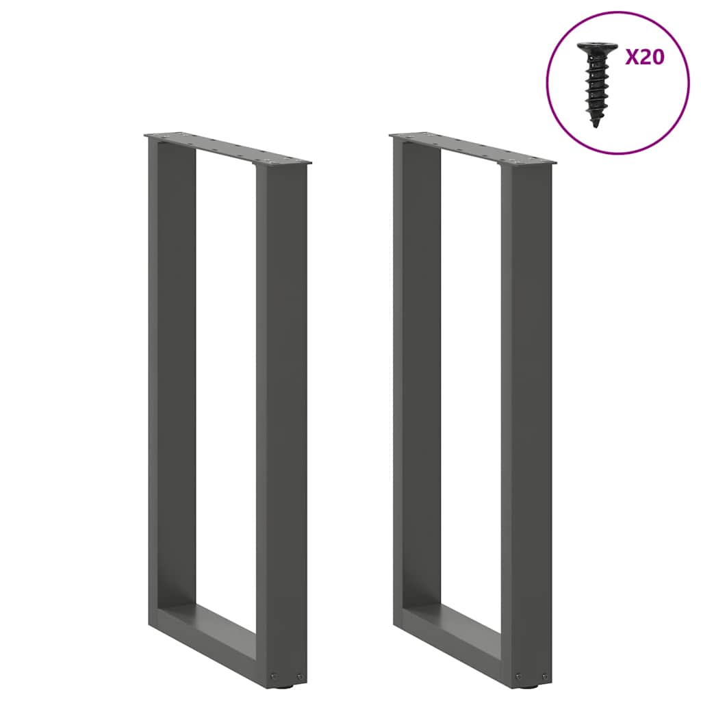 Bartischbeine U-Form 2 Stk. Anthrazit 40x(90-91) cm Stahl