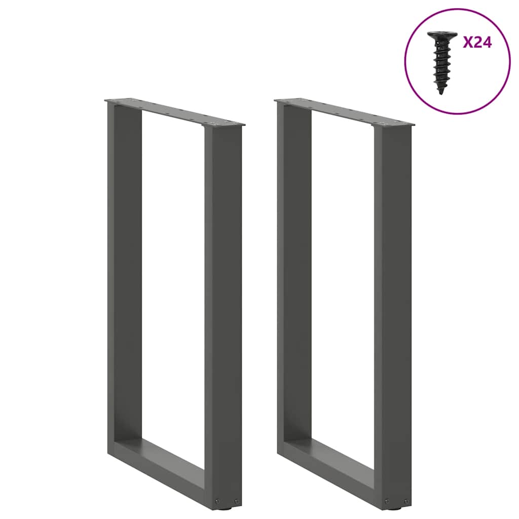 Bartischbeine U-Form 2 Stk. Anthrazit 60x(90-91) cm Stahl