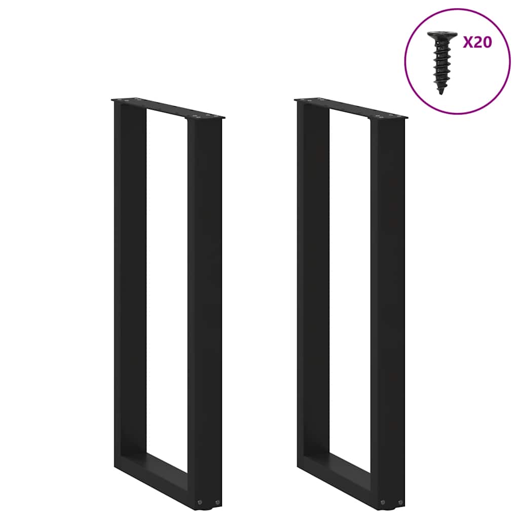 Bartischbeine U-Form 2 Stk. Schwarz 40x(100-101) cm Stahl