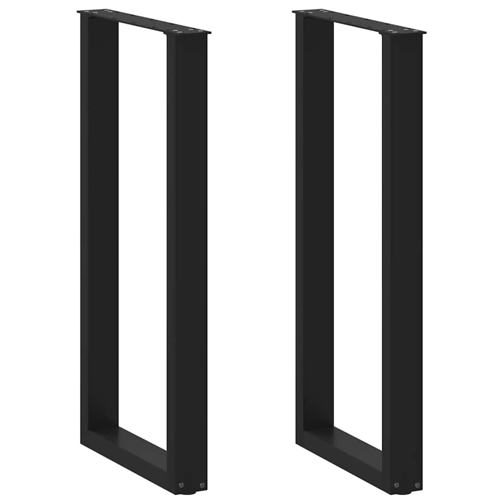 Bartischbeine U-Form 2 Stk. Schwarz 50x(100-101) cm Stahl