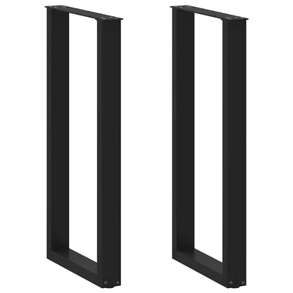 Bartischbeine U-Form 2 Stk. Schwarz 50x(100-101) cm Stahl