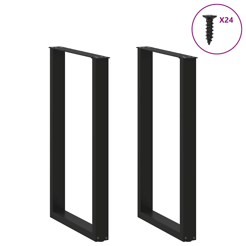 Bartischbeine U-Form 2 Stk. Schwarz 60x(100-101) cm Stahl