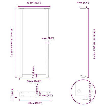 Bartischbeine U-Form 2 Stk. Weiß 40x(110-111) cm Stahl