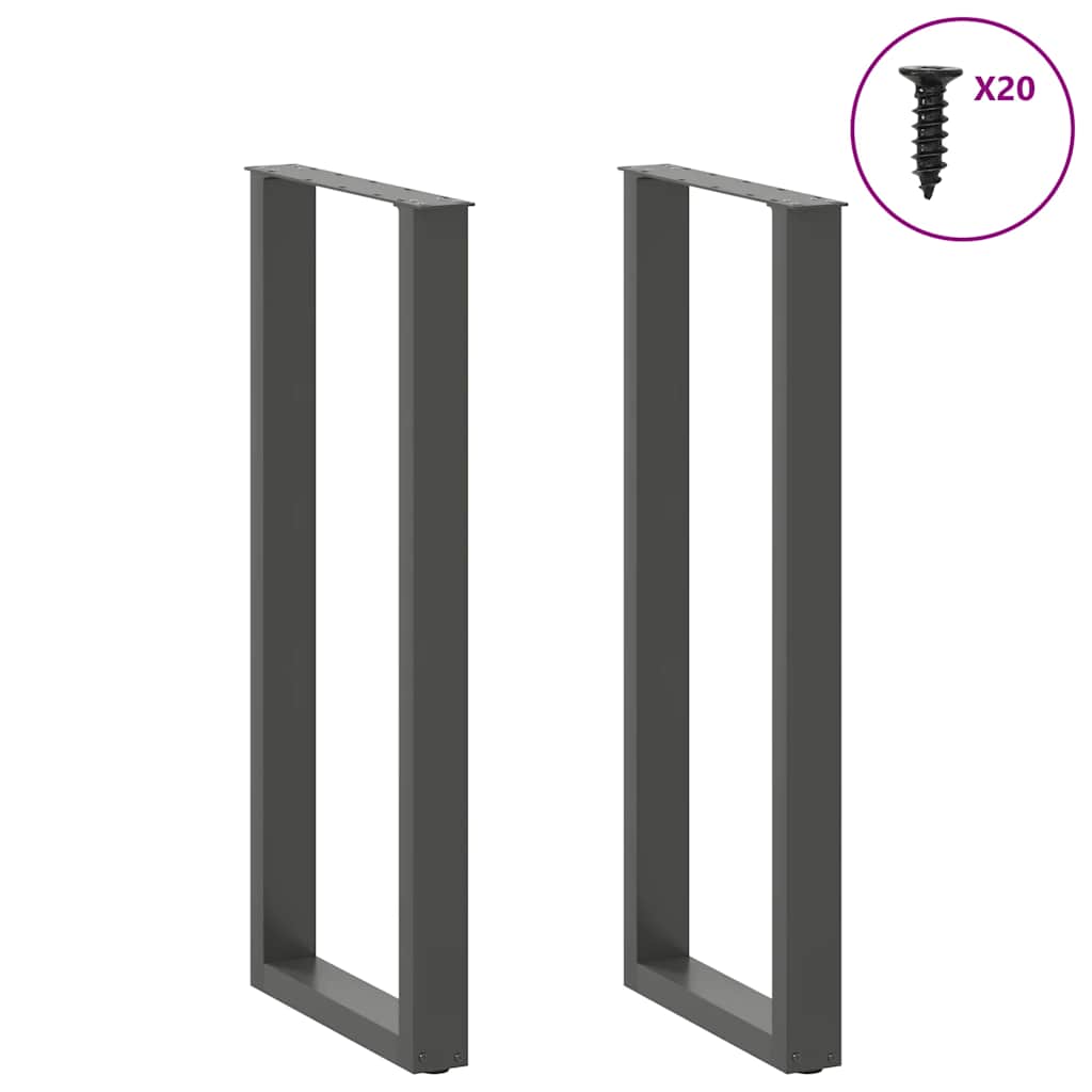 Bartischbeine U-Form 2 Stk. Anthrazit 40x(110-111) cm Stahl
