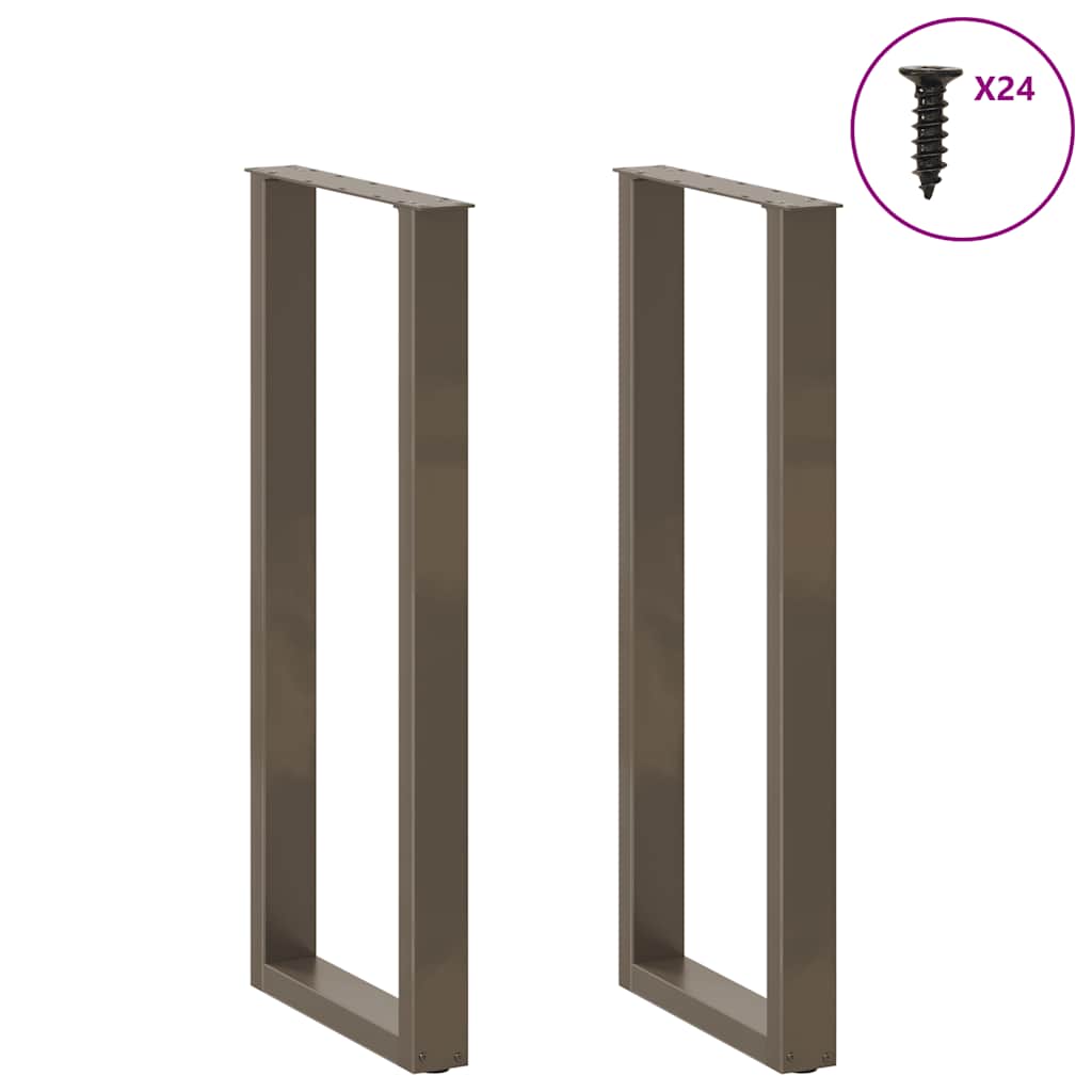 Bartischbeine U-Form 2 Stk. Naturstahl 50x(110-111) cm Stahl