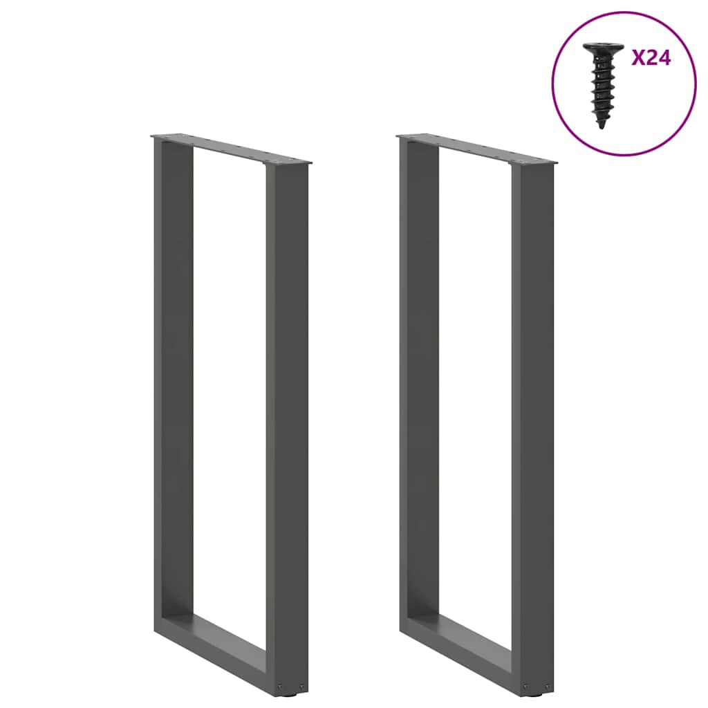 Bartischbeine U-Form 2 Stk. Anthrazit 60x(110-111) cm Stahl