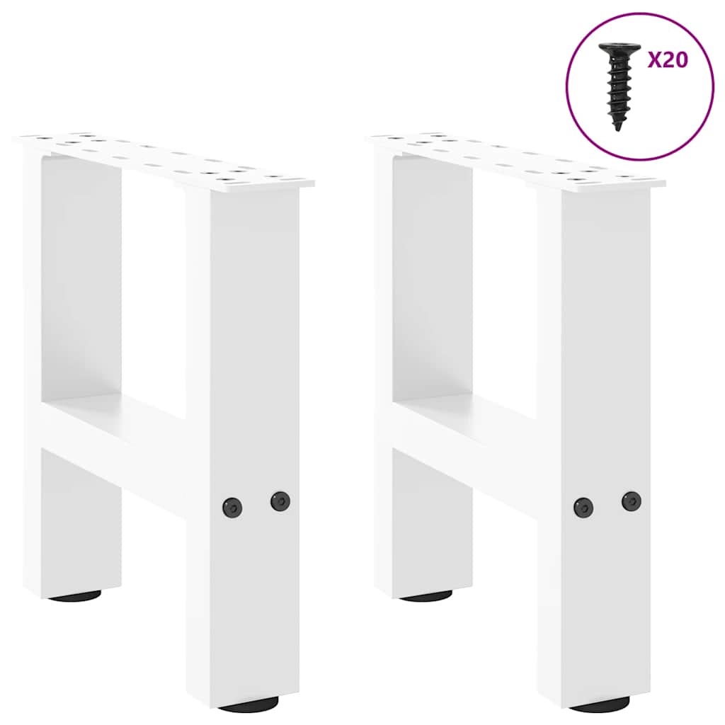 Pieds de table basse blancs, 2 pièces, 40 x (30-31) cm, acier