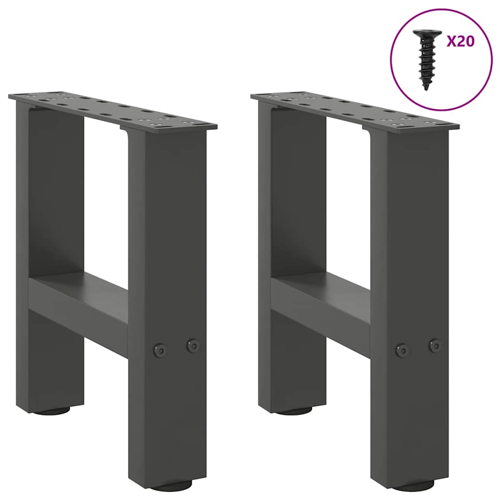 Pieds de table basse anthracite 2 pièces 40x(30-31) cm acier
