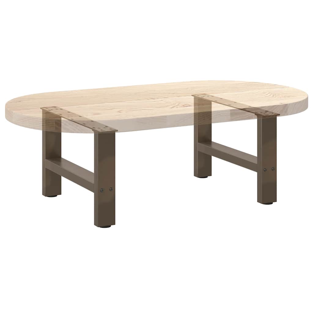 Pieds de table basse en acier naturel, 2 pièces, 50 x (30-31) cm