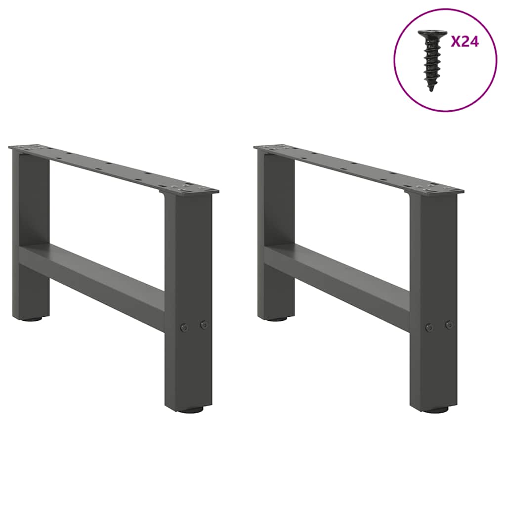 Pieds de table basse anthracite 2 pièces 60x(30-31) cm acier
