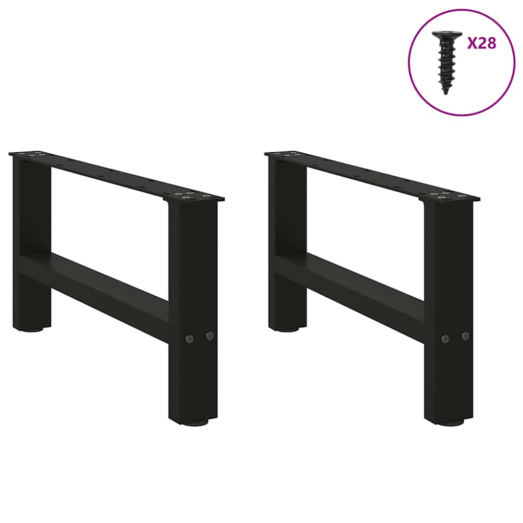 Pieds de table basse noirs, 2 pièces, 70 x (30-31) cm, acier