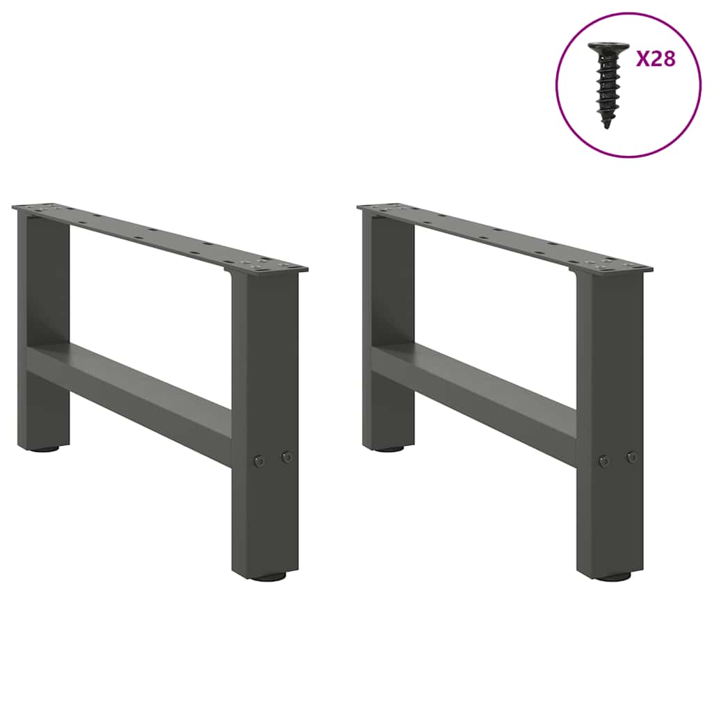 Pieds de table basse anthracite 2 pièces 70x(30-31) cm acier