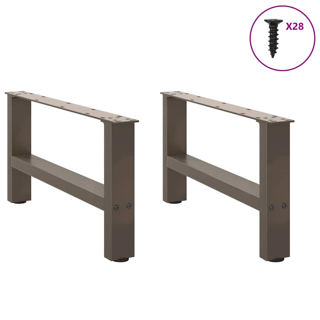 Pieds de table basse en acier naturel, 2 pièces, 70 x (30-31) cm