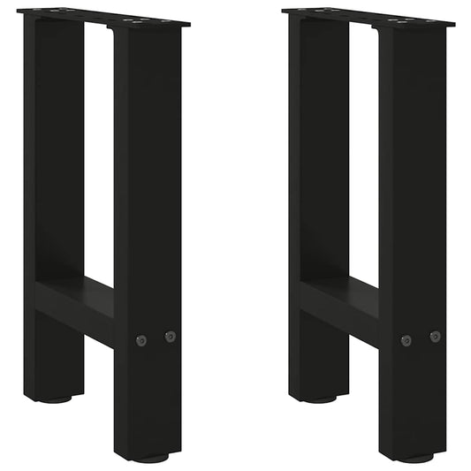 Pieds de table basse noirs, 2 pièces, 28 x (42-43) cm, acier