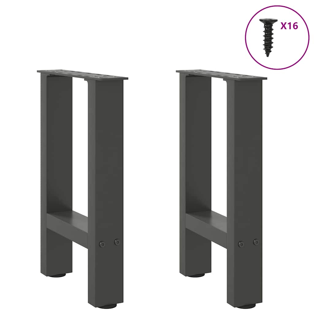 Pieds de table basse anthracite 2 pièces 28x(42-43) cm acier