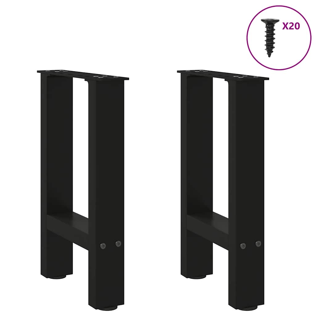 Pieds de table basse noirs, 2 pièces, 38 x (42-43) cm, acier