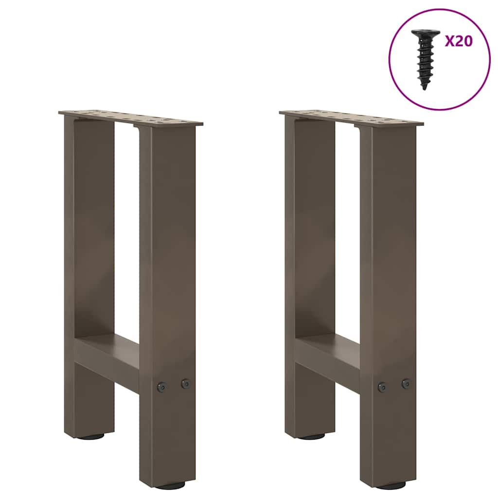 Pieds de table basse en acier naturel, 2 pièces, 38 x (42-43) cm