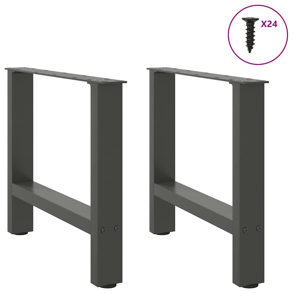 Pieds de table basse anthracite 2 pièces 50x(42-43) cm acier