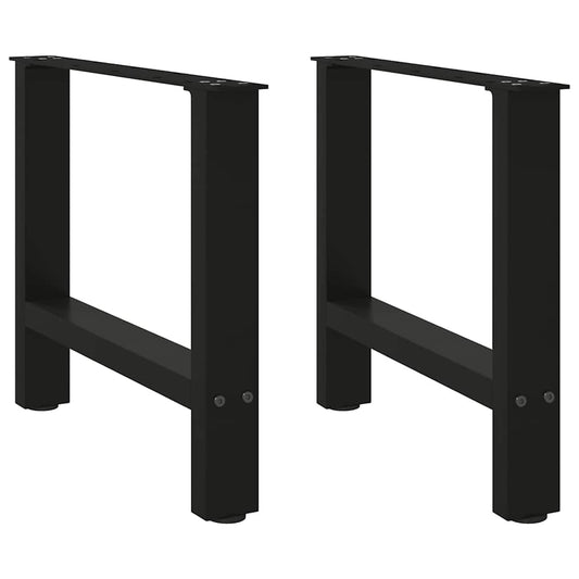 Pieds de table basse noirs, 2 pièces, 60 x (42-43) cm, acier