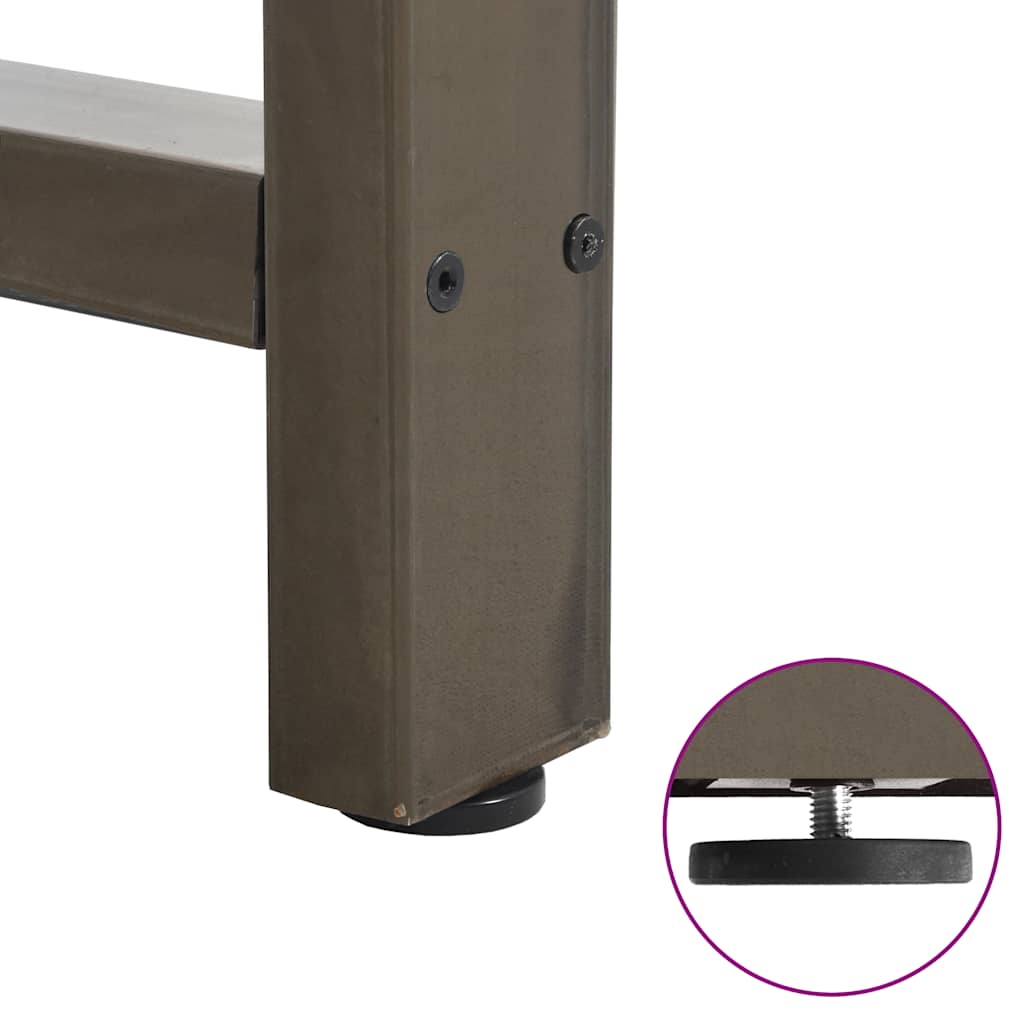 Pieds de table basse en acier naturel, 2 pièces, 60 x (42-43) cm