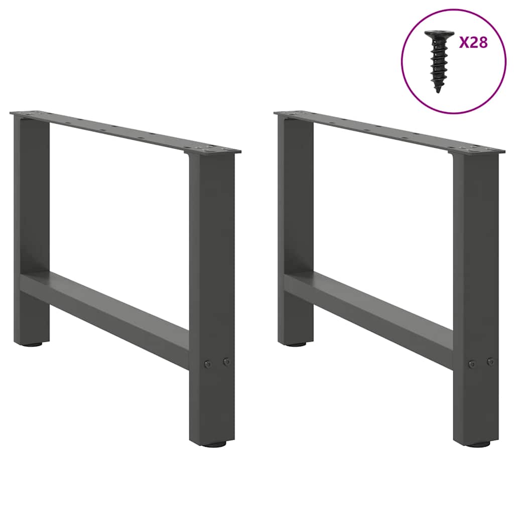 Pieds de table basse anthracite 2 pièces 70x(42-43) cm acier