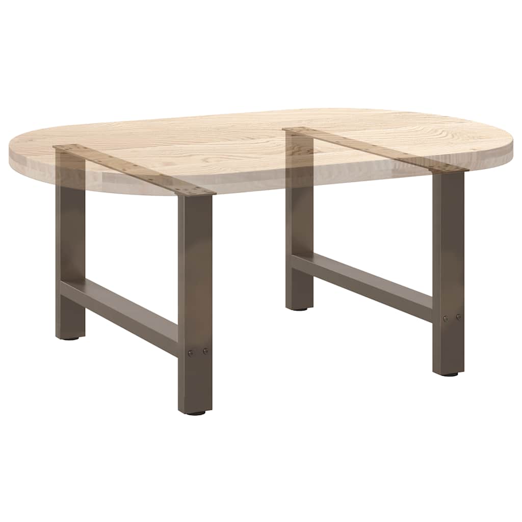 Pieds de table basse en acier naturel, 2 pièces, 70 x (42-43) cm