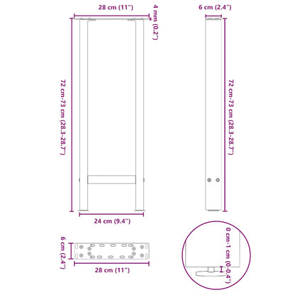 Konsolentischbeine Weiß 2 Stk. 28x(72-73) cm Stahl