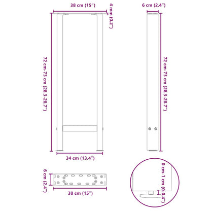 Konsolentischbeine Anthrazit 2 Stk. 38x(72-73) cm Stahl