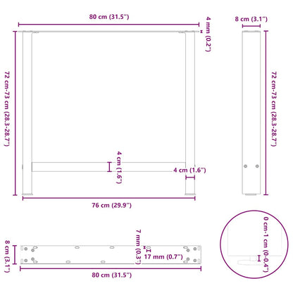 Esstischbeine Schwarz 2 Stk. 80x(72-73) cm Stahl