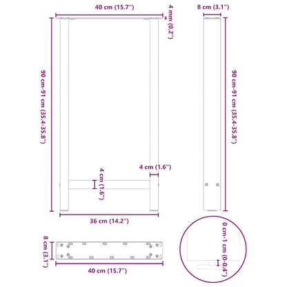 Bartischbeine Weiß 2 Stk. 40x(90-91) cm Stahl