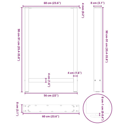Bartischbeine Weiß 2 Stk. 60x(90-91) cm Stahl